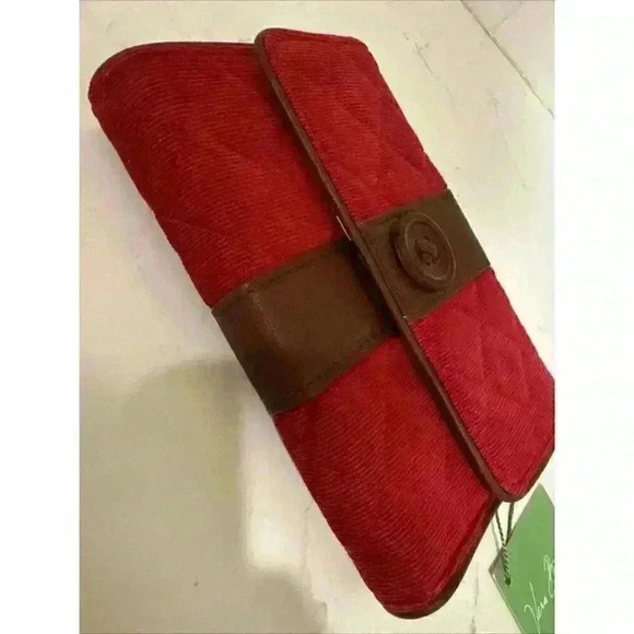 Vera Bradley Red Corduroy Large Wallet Tri-Fold Clutch Oversized NWT - Picture 3 of 10